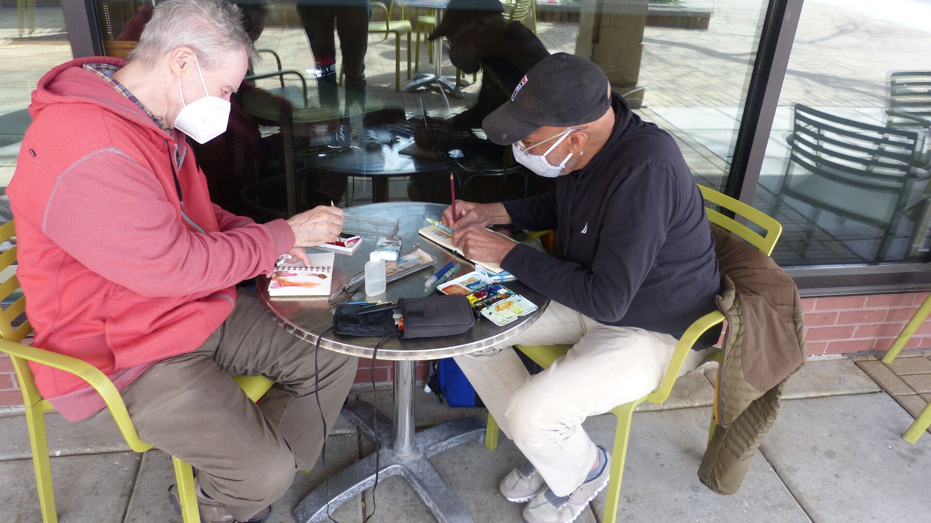 Photo: Artists enjoy the warm weather